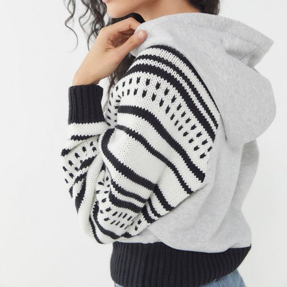 UO Mixed Print Hoodie Sweatshirt NWT